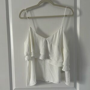 J.Crew White Ruffle Tank Blouse, NWT